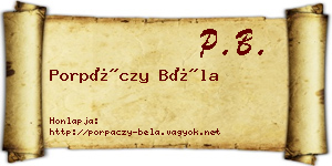 Porpáczy Béla névjegykártya
